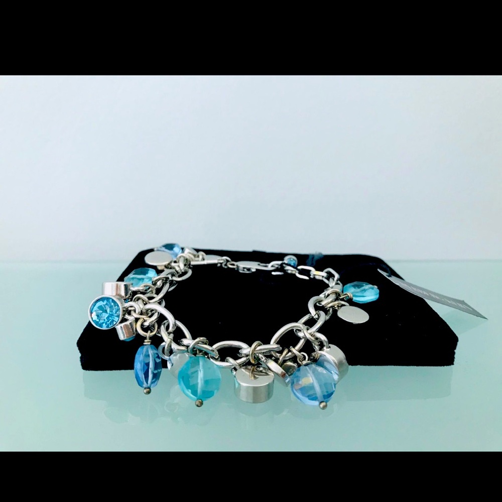 Danish sterling silver bracelet with Swarovski crystals & jewelry pouch